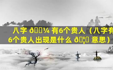 八字 🌼 有6个贵人（八字有6个贵人出现是什么 🦄 意思）